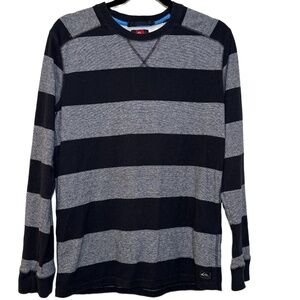 Quiksilver Striped Long Sleeve Shirt Men’s Medium Black Gray‎ Casual Surfwear
